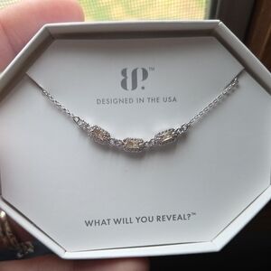 BP Silver and Gold Necklace with Dainty Crystal Accents